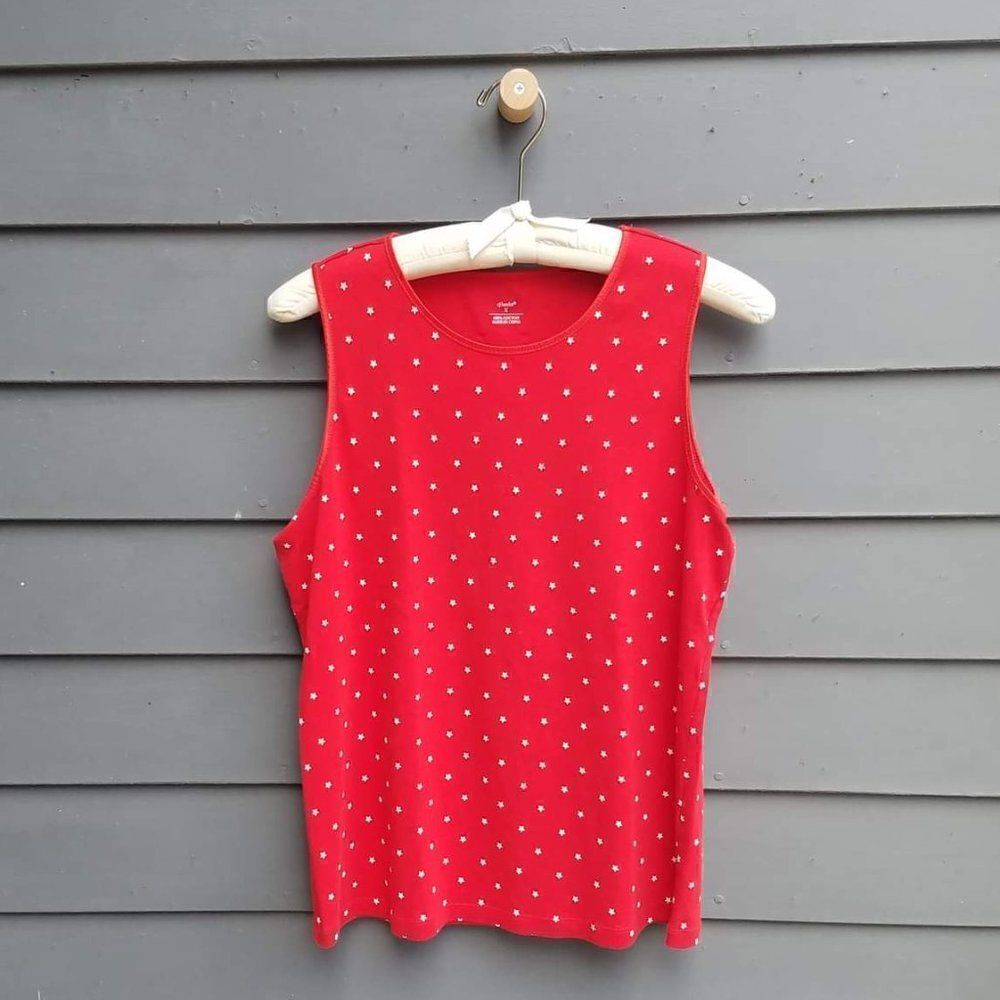 Christopher & Banks Red & White Stars Cotton Shell - Large